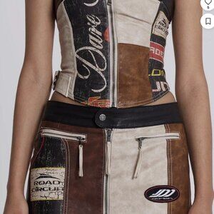 Jaded London Daytona Patchwork Crop Top & Mini Skirt Set – Size 8 – NWT